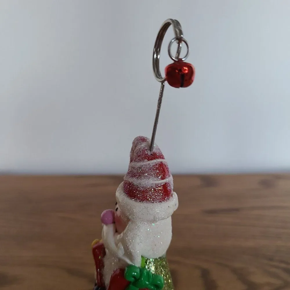Pier 1 Modeled Polymer Clay Santa Spiral Photo Message Notecard Holder Figurine